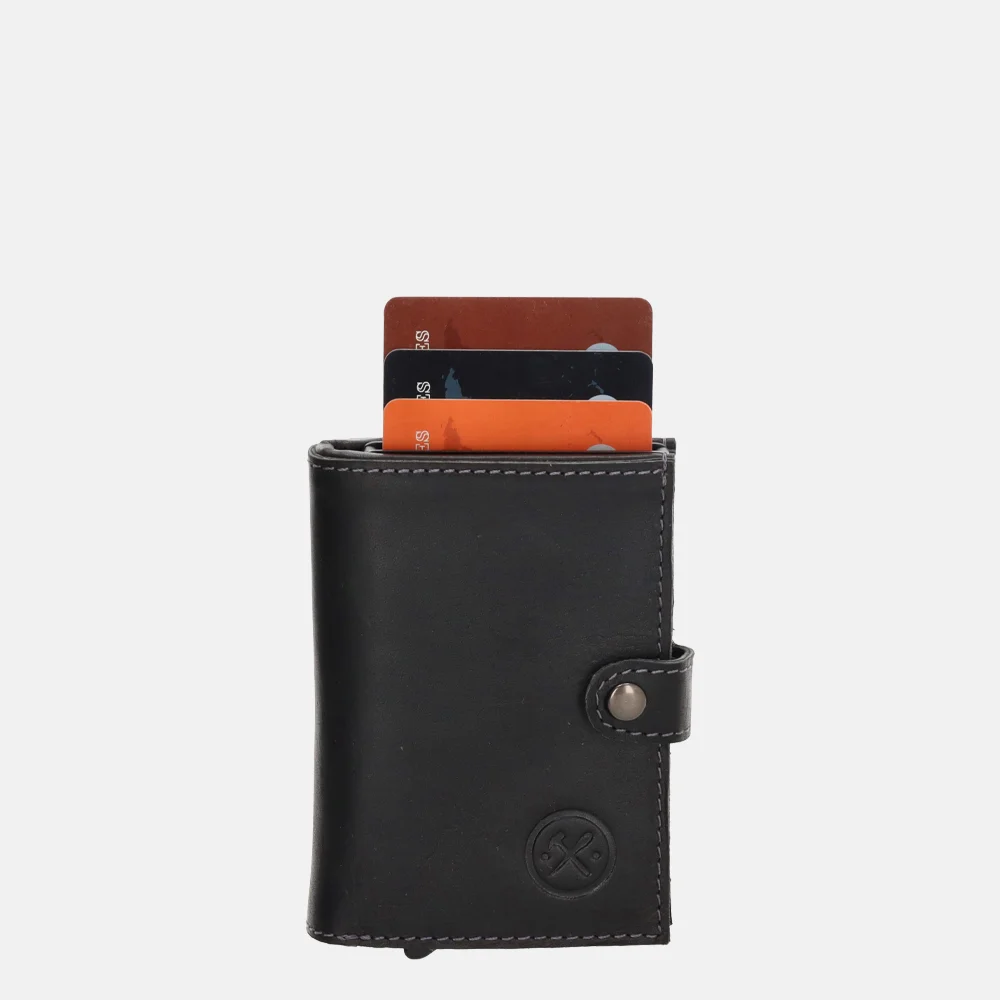 JAM  MADE ×NF COMPACT WALLET Hide & Stitches Safety Wallet pasjeshouder zwart | 016772-Zwart